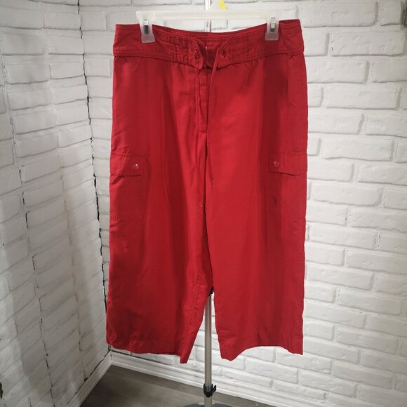 Izod Ladies Size 12 X-tra Dry Ankle Length Red Straight Wide Legs Golf Pants - Picture 1 of 12